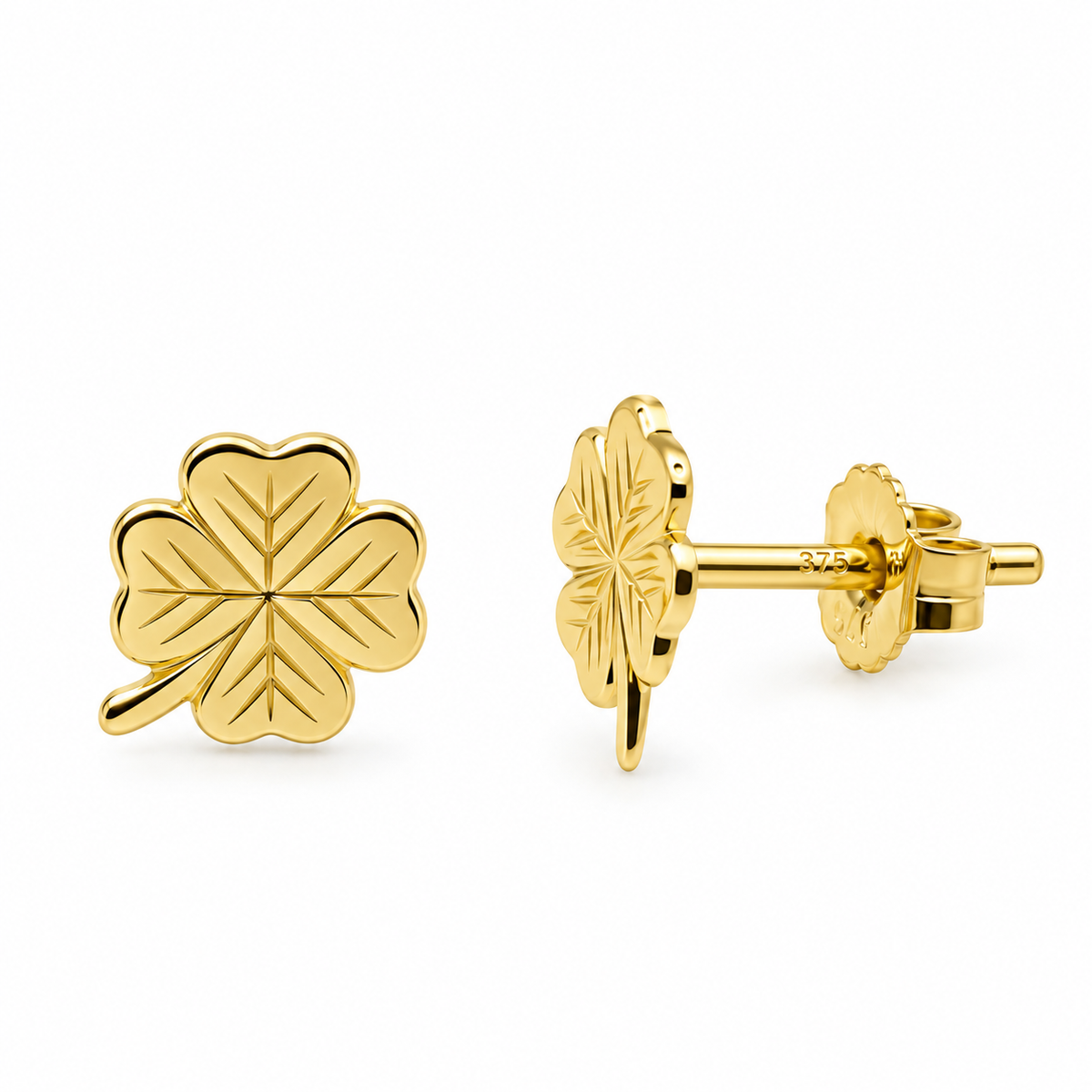 Asher Solid Gold Clover Stud Earrings