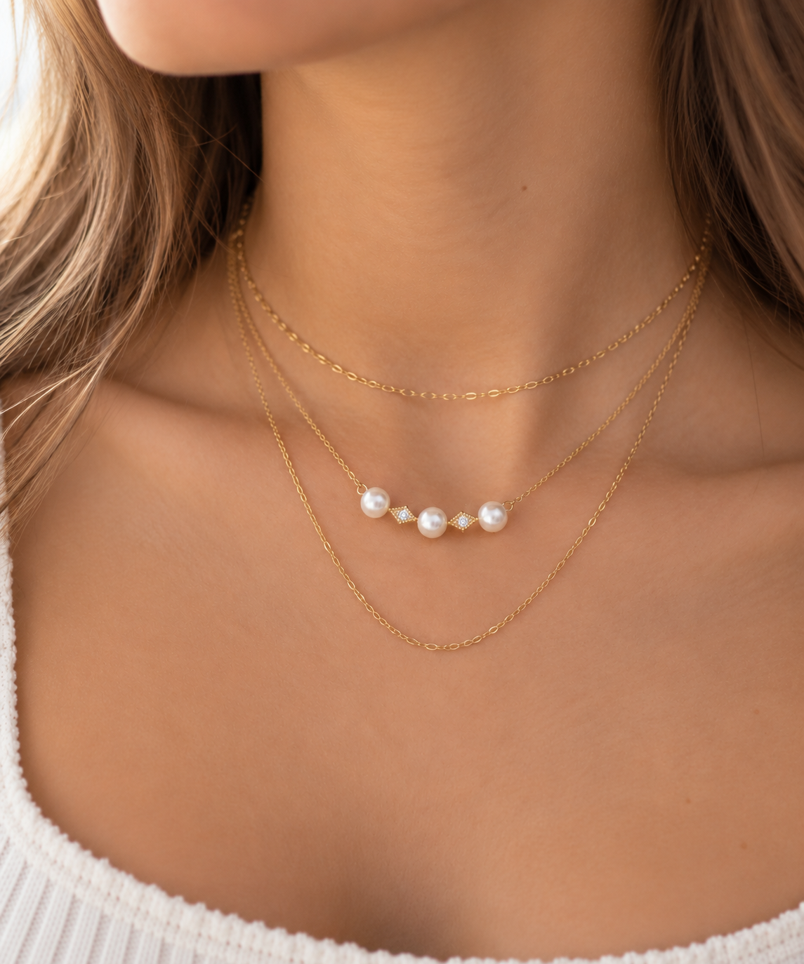 Robyn Sterling Silver Pearl Bar Necklace
