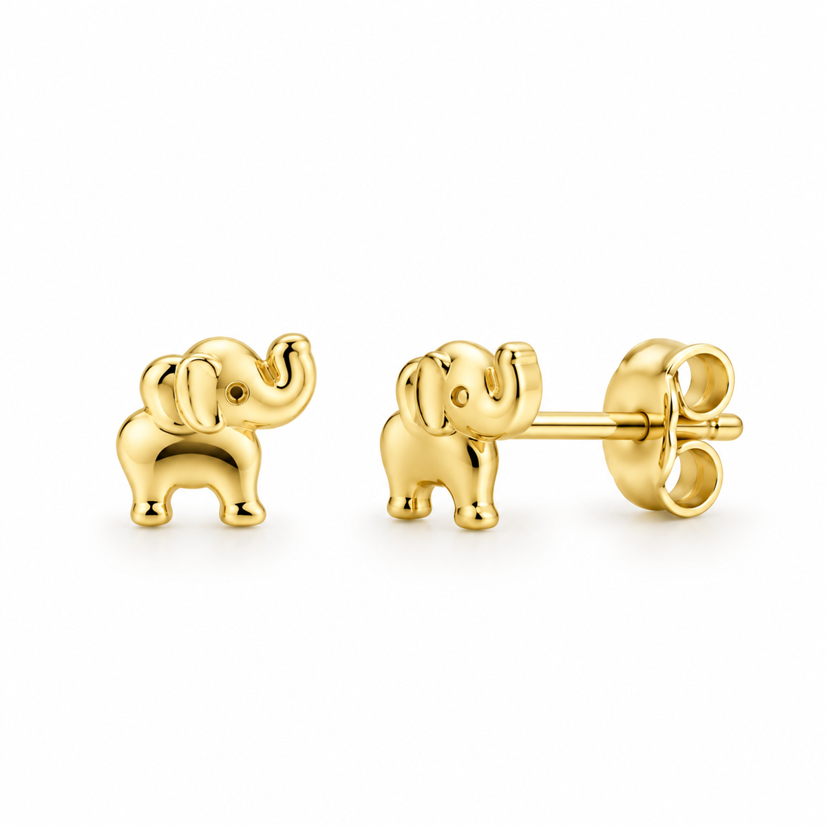 Saida Yellow Gold Elephant Stud Earrings