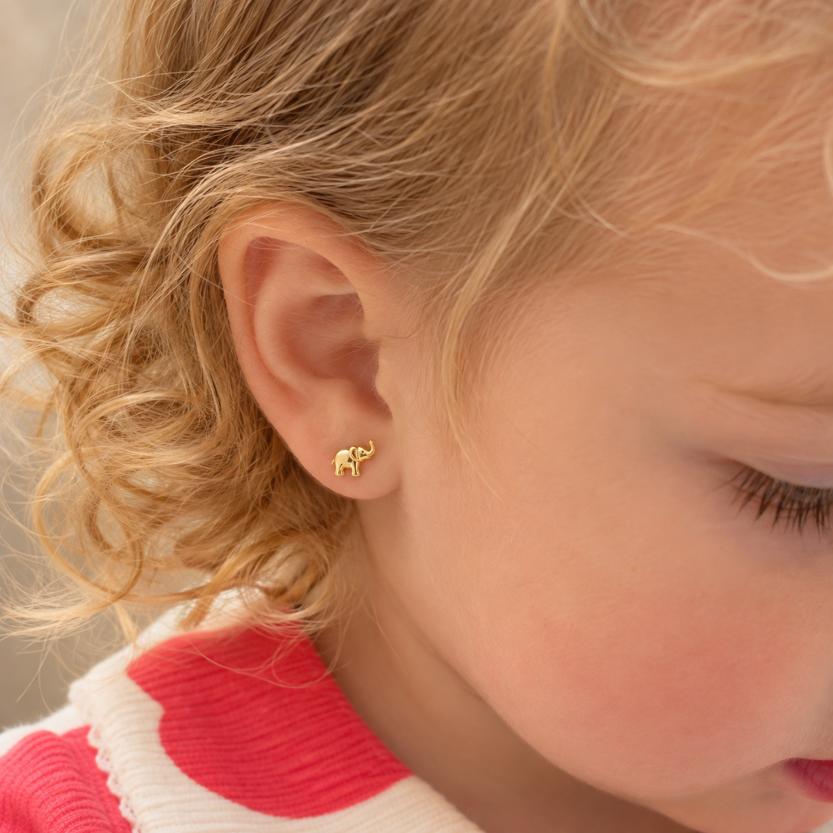 Saida Yellow Gold Elephant Stud Earrings