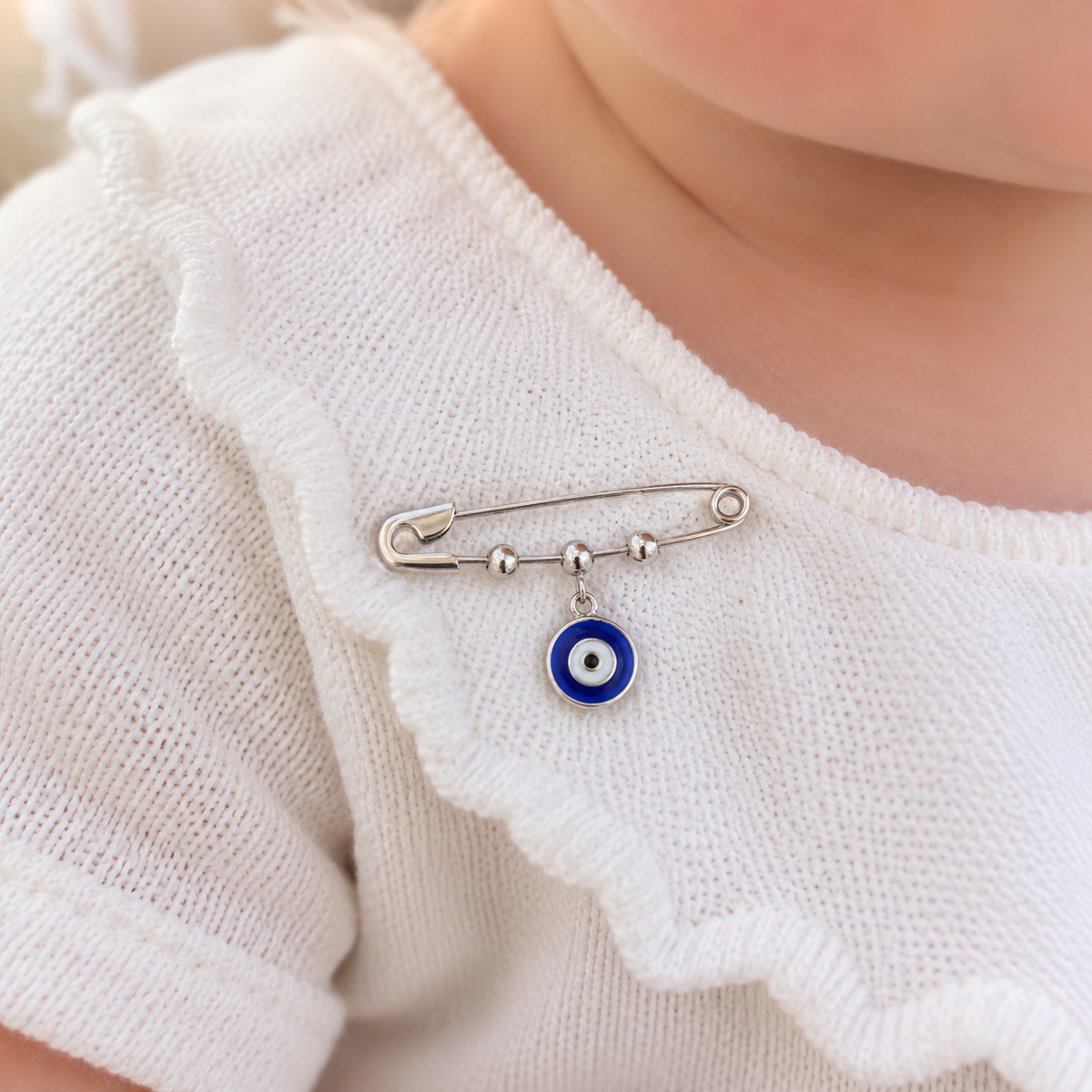 Lexie Sterling Silver Baby Pin with Enamel Evil Eye