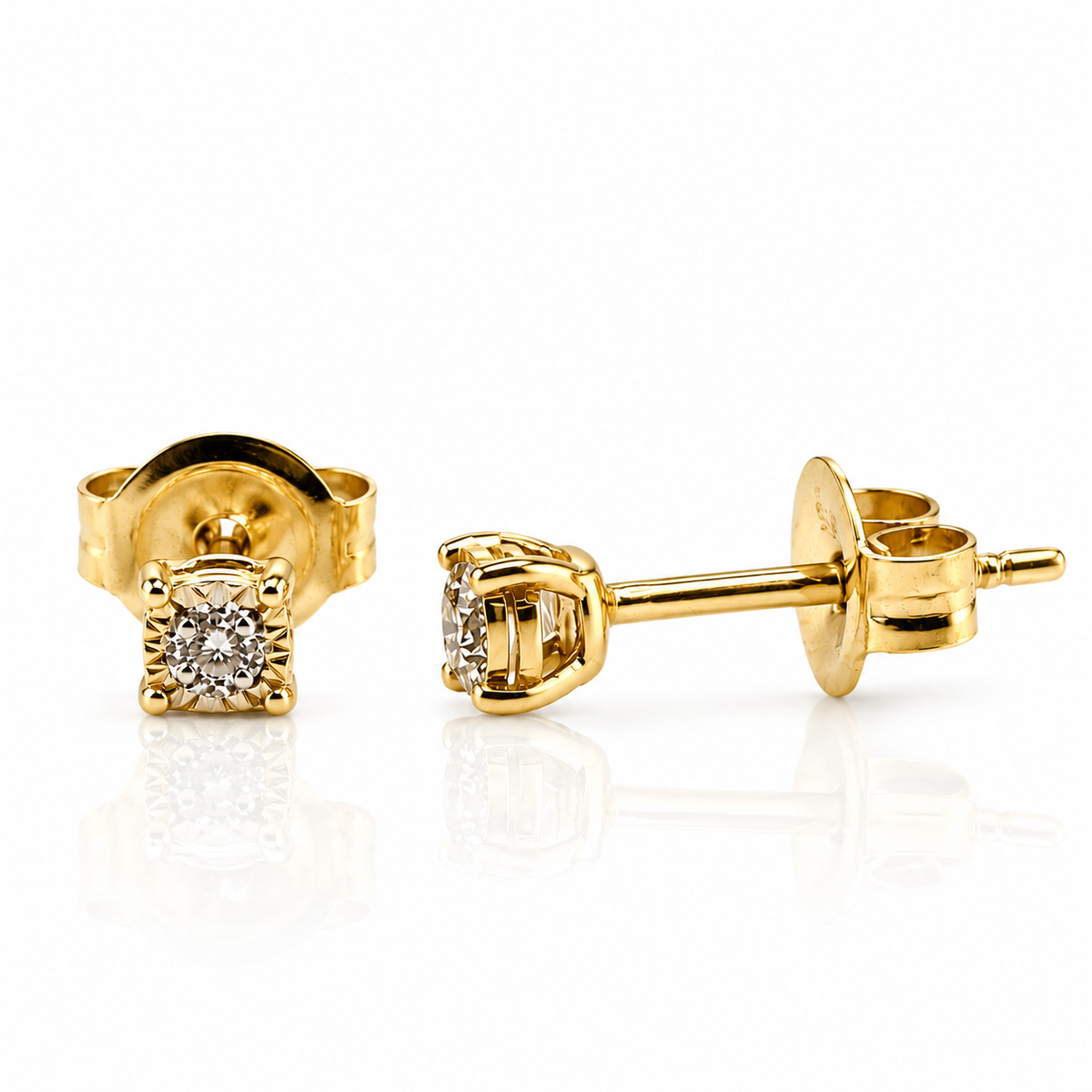Veda Petite Solid Gold and 0.05 Carat Diamond Studs