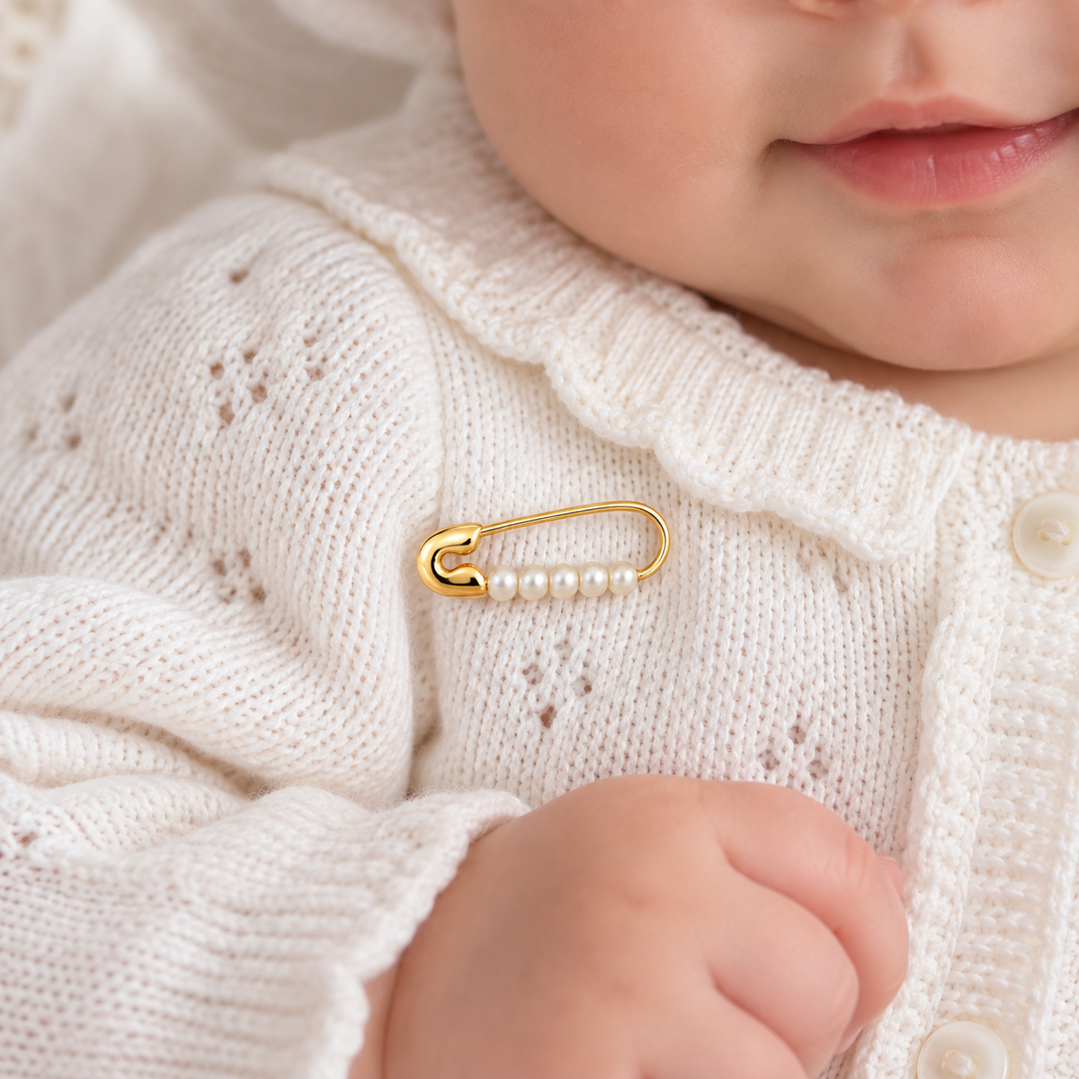 Harlyn Solid Gold Baby Pin with Freshwater Pearls