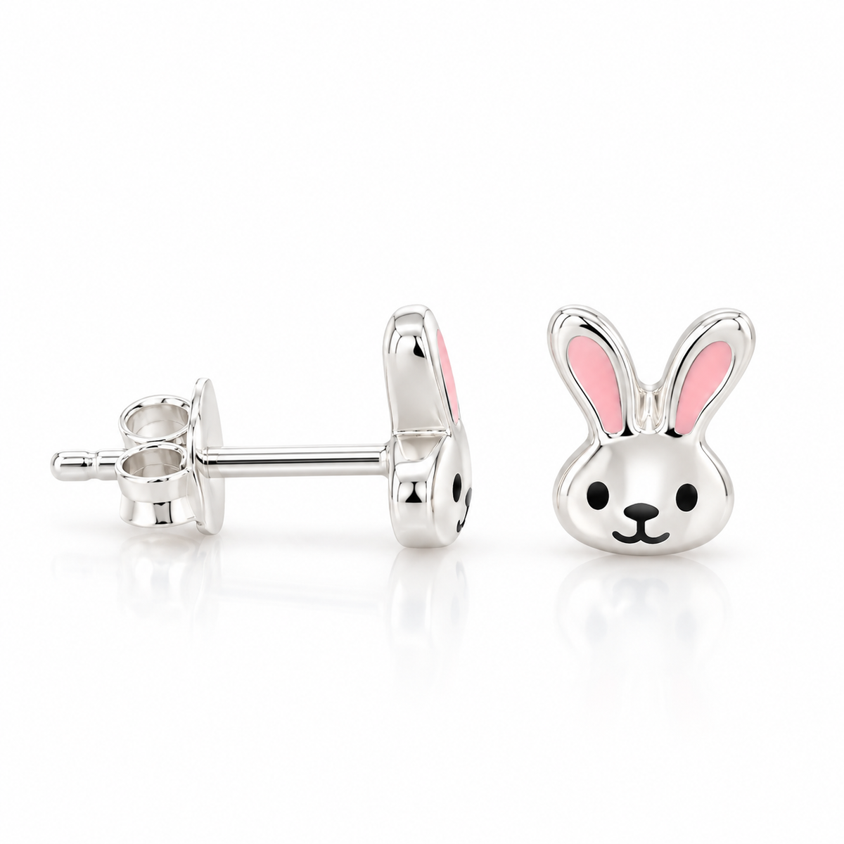 Bailee Sterling Silver and Enamel Bunny Studs