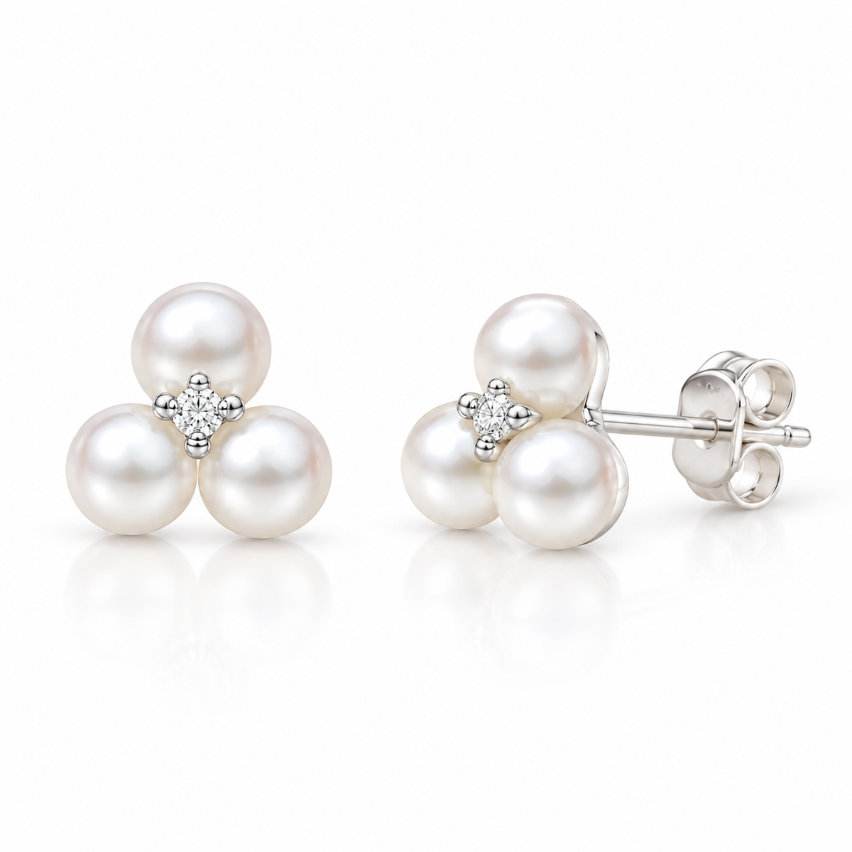 Paisley Petite Sterling Silver and Tri-Pearl Studs