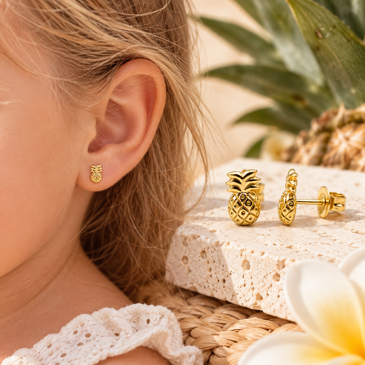 Lola Gold Plated Silver Pineapple Studs