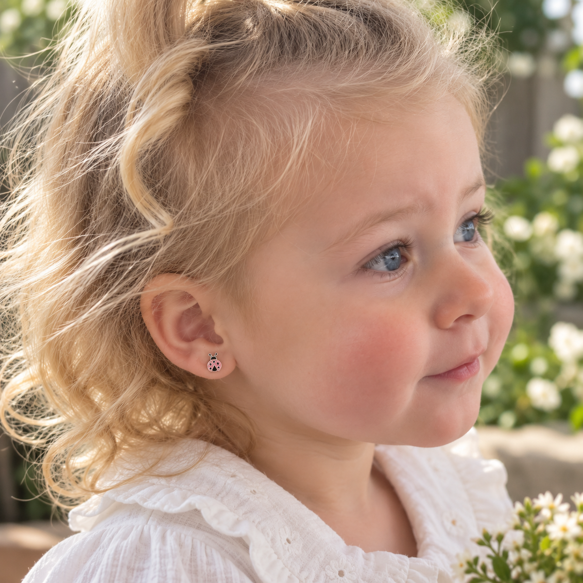 Laura Sterling Silver and Enamel Lady Beetle Studs