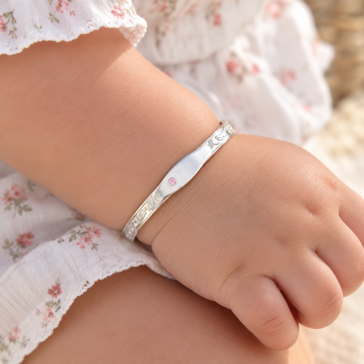 Wren Sterling Silver Baby ID Bangle