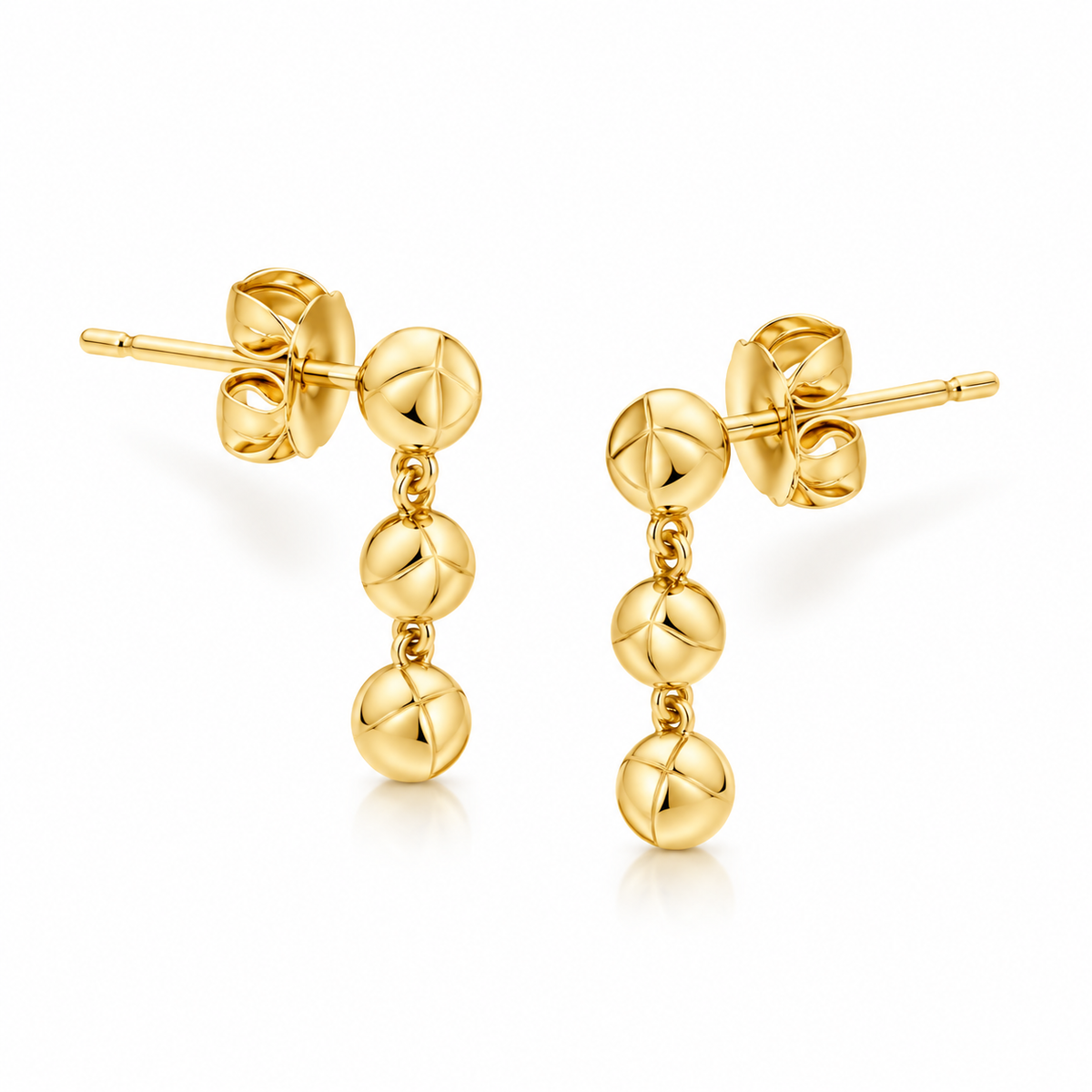 Tati Solid Gold Triple Ball Drop Earrings