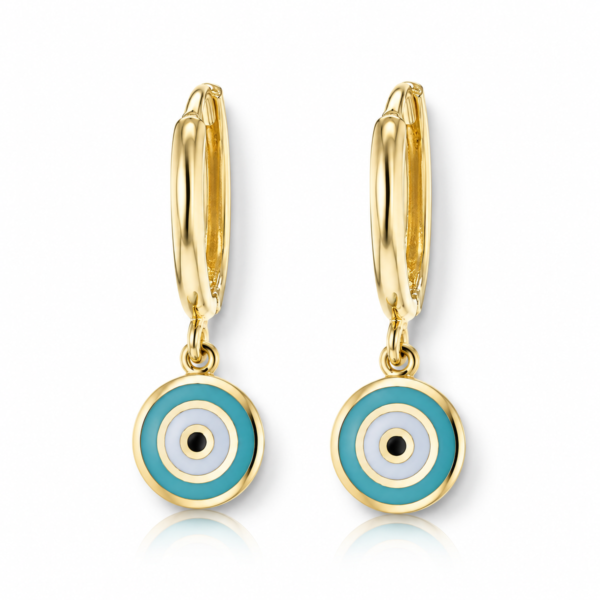 Kasia Solid Gold Enamel Evil Eye Huggies