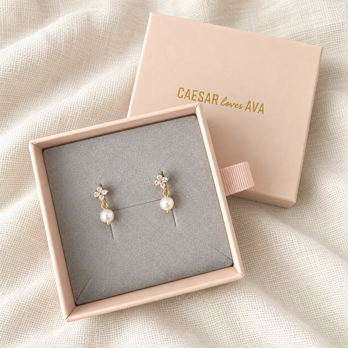 Paige Sterling Silver and Hanging Pearl Clover Earring