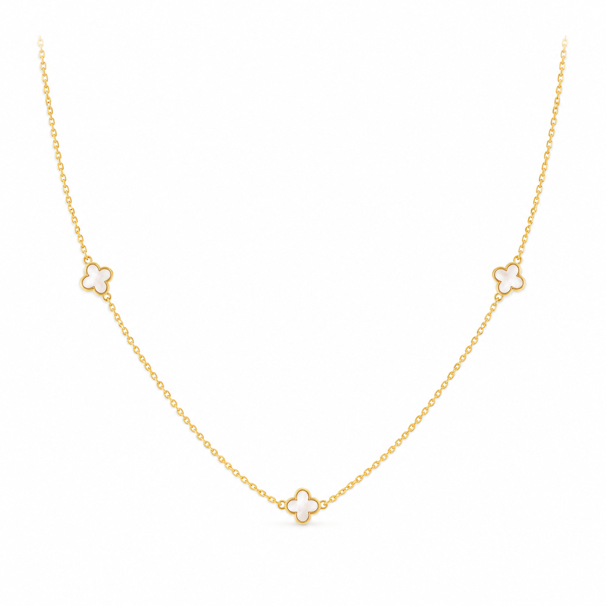 Alina Solid Gold and Clover Necklace