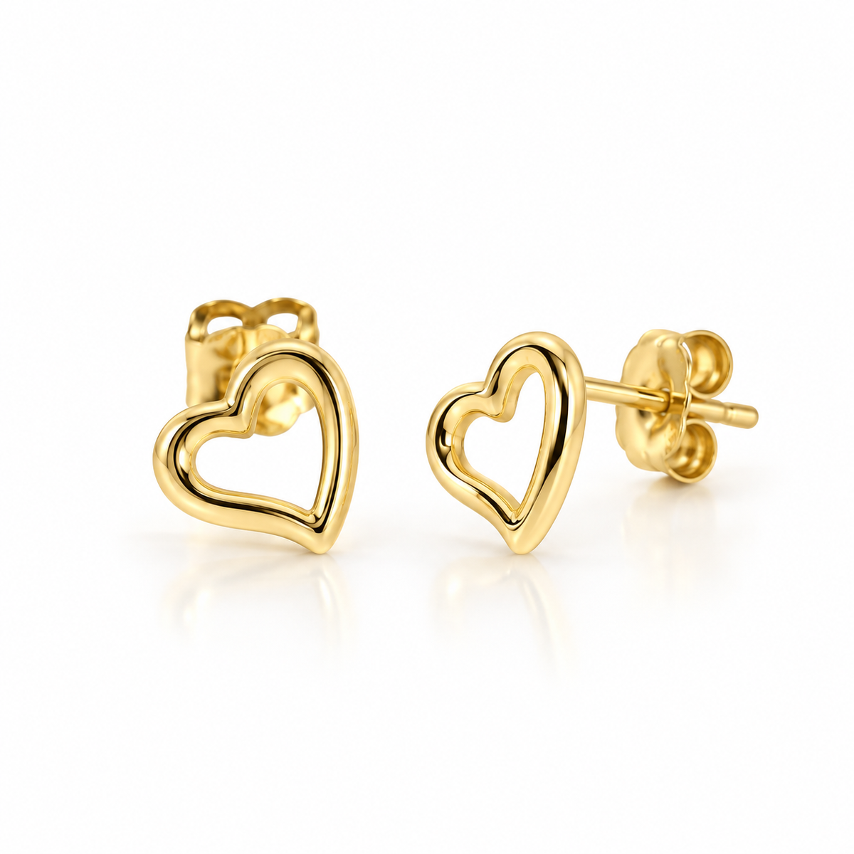 Halle Solid Yellow Gold Cut Out Heart Studs
