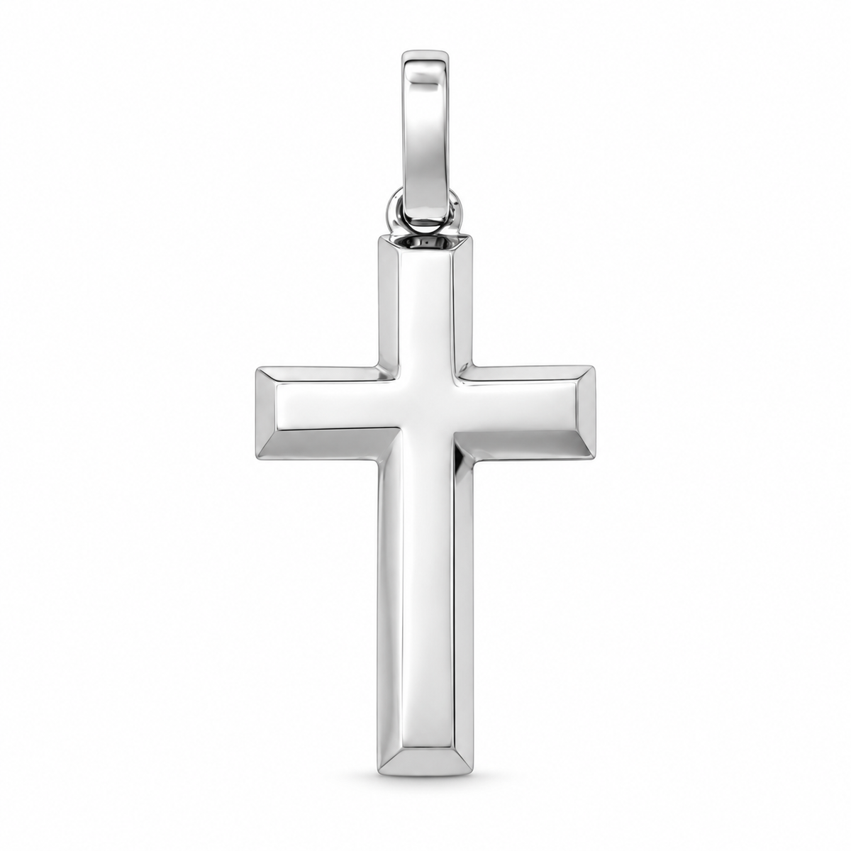 Sandy White Gold Bevelled Cross Pendant