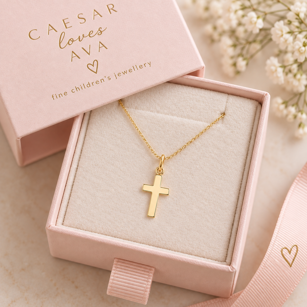 Dina Petite Yellow Gold Flat Cross Pendant
