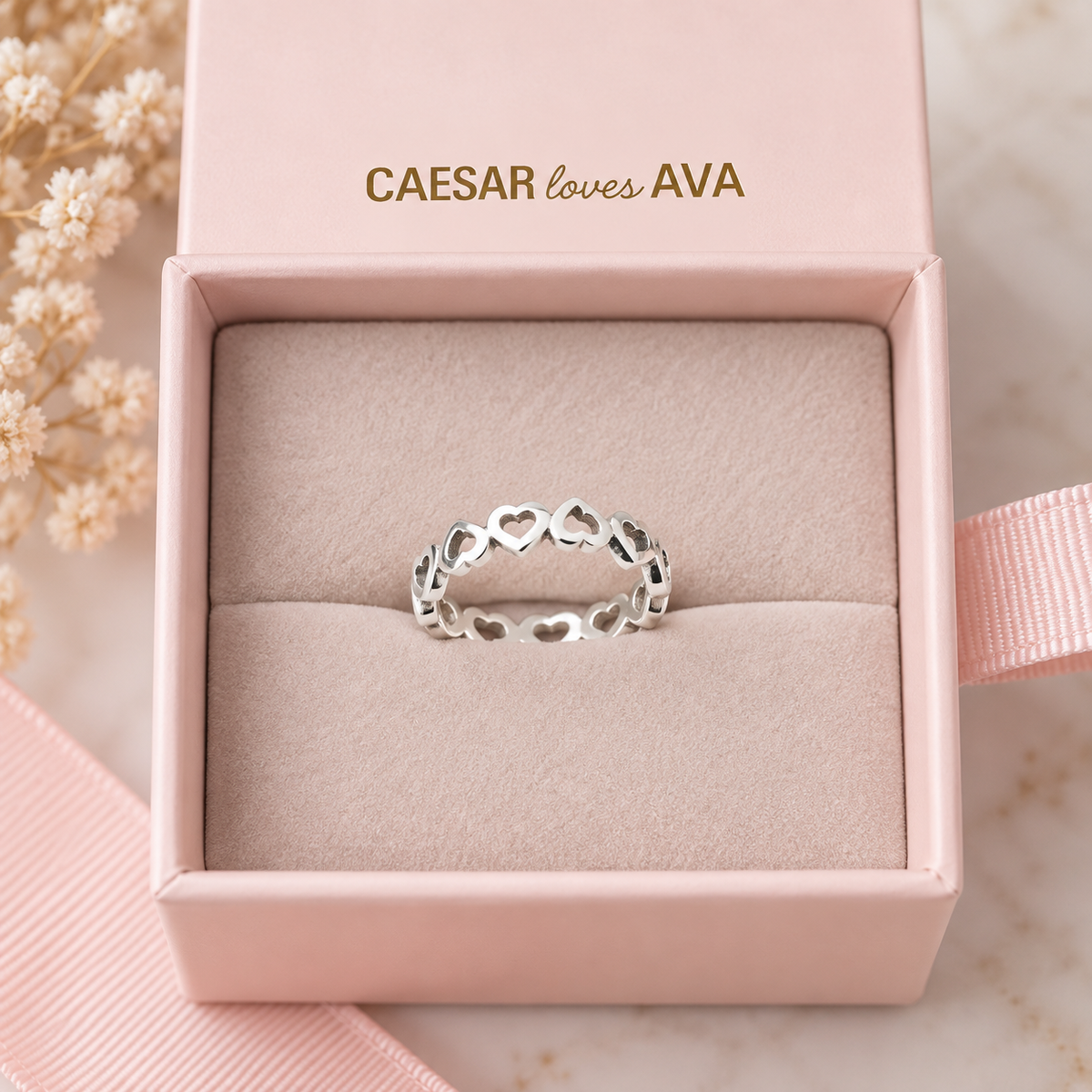 Emersyn Sterling Silver Open Heart Band Ring