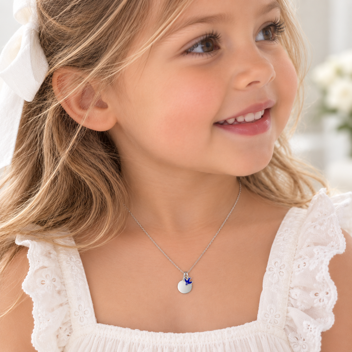 Bailey Bluebird of Happiness Sterling Silver Necklace with Engravable Disc