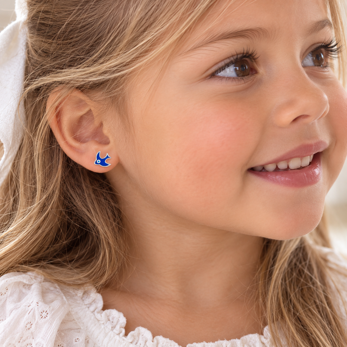 Bethany Sterling Silver and Enamel Bluebird of Happiness Studs