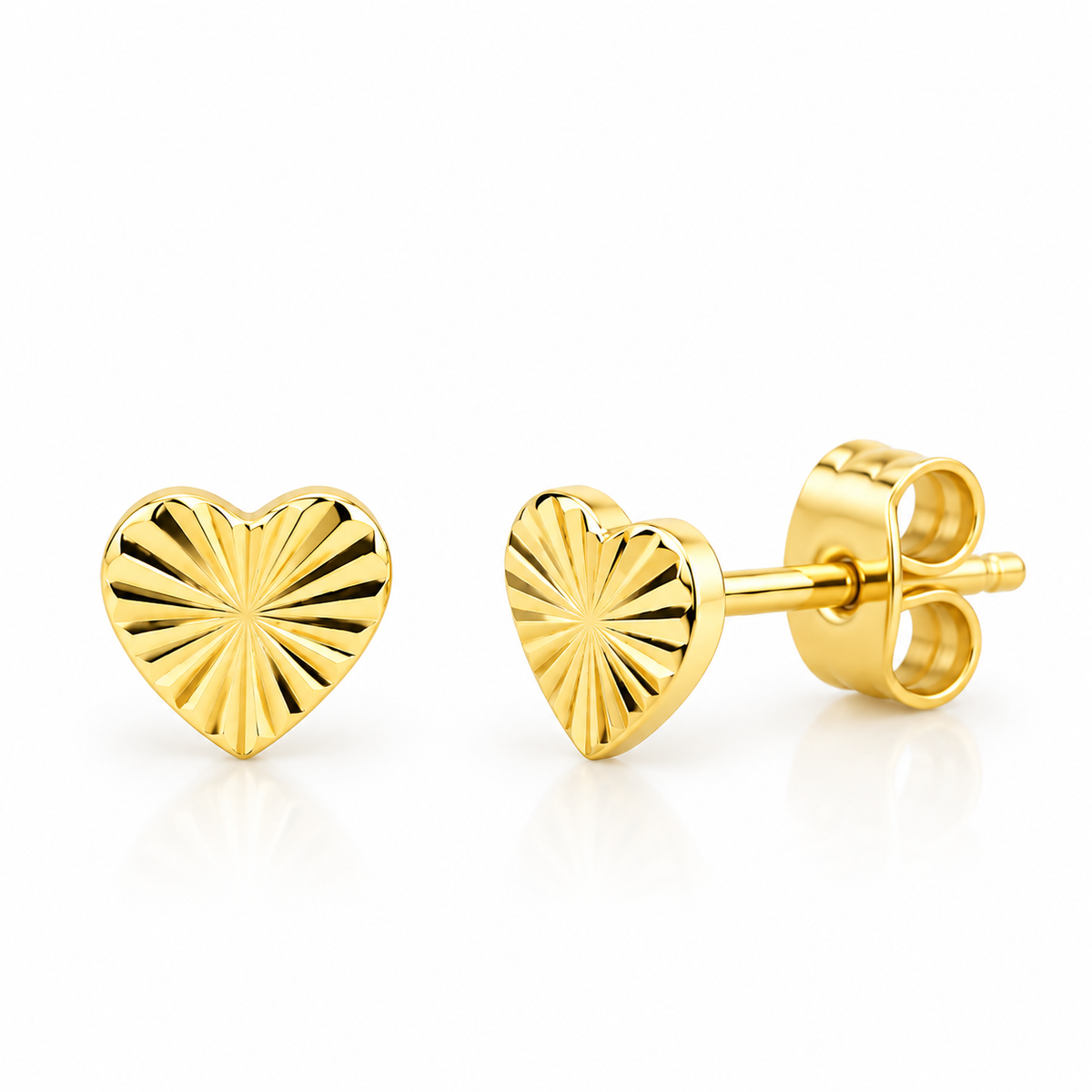 Lunelle Solid Gold Mini Etched Heart Stud
