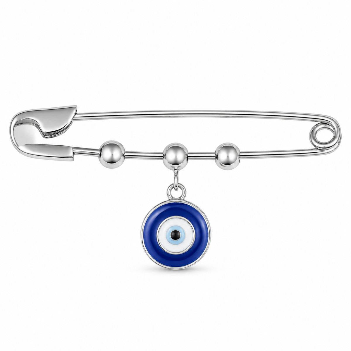 Lexie Sterling Silver Baby Pin with Enamel Evil Eye