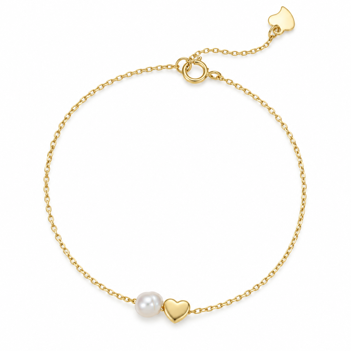 Cathy Sterling Silver, Pearl and Heart Fine Bracelet