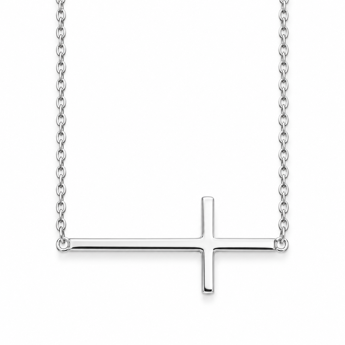 Amelie Silver Sideways Cross Necklace