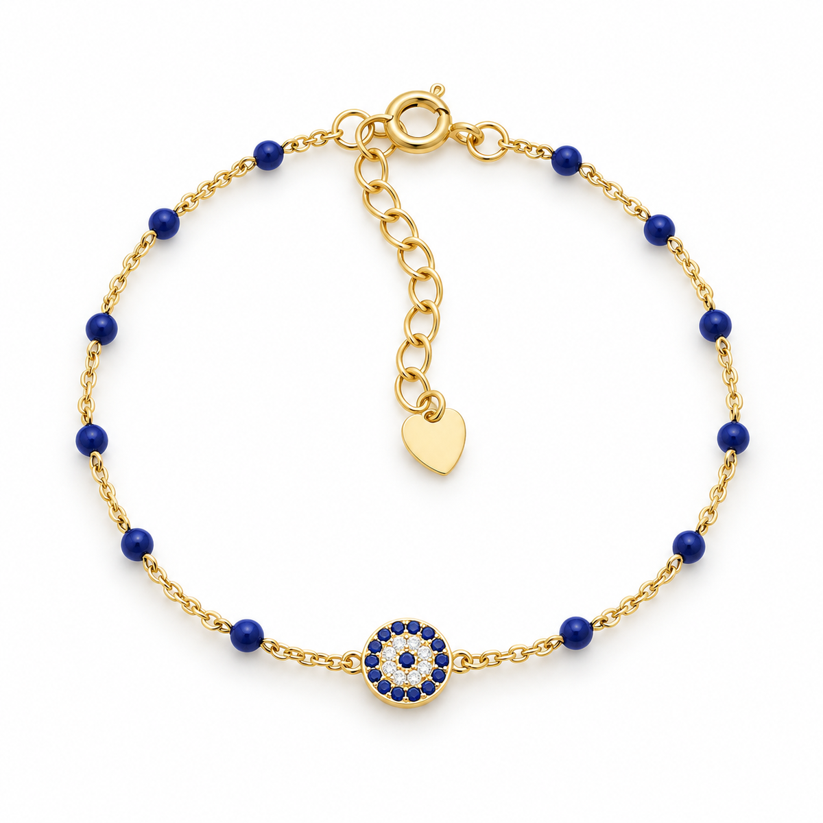 Benita Gold Plated Sterling Silver and Enamel Evil Eye Bracelet