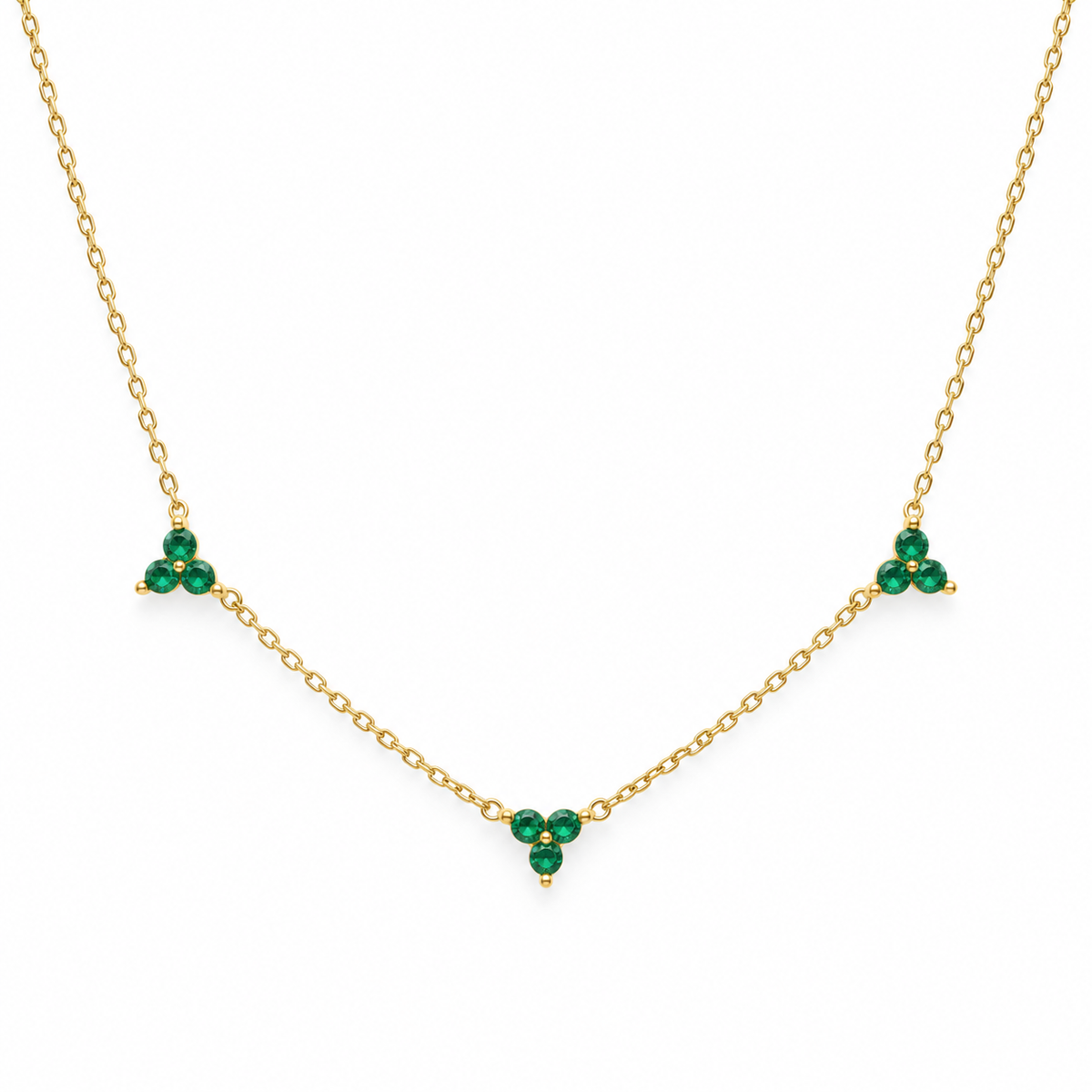 Gloria Gold Plated Silver Dazzling Green Detail Necklace