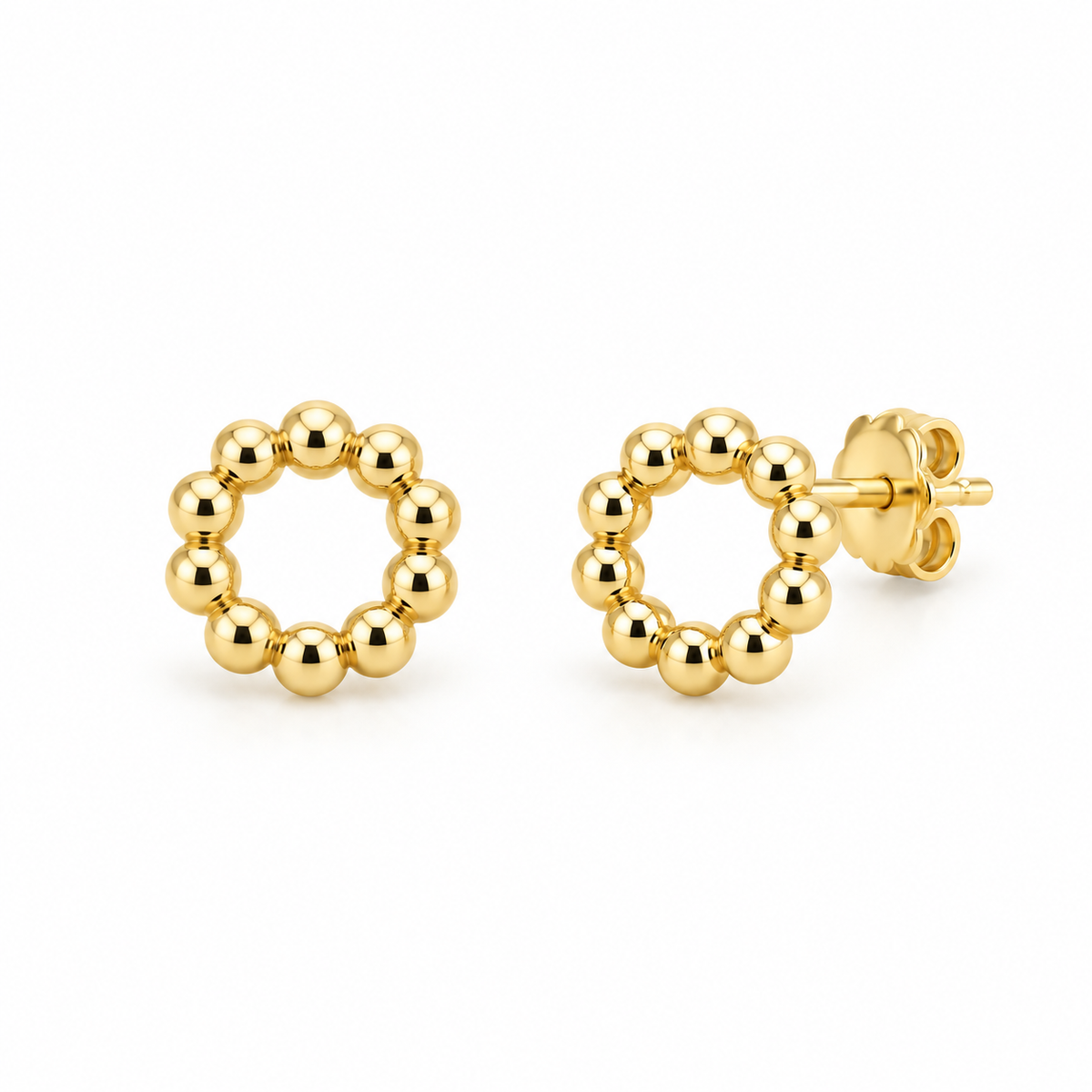 Stacey Solid Gold Round Bauble Stud Earrings