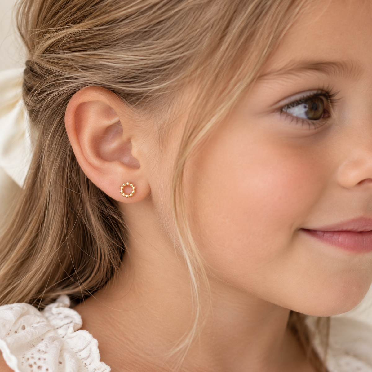 Stacey Solid Gold Round Bauble Stud Earrings