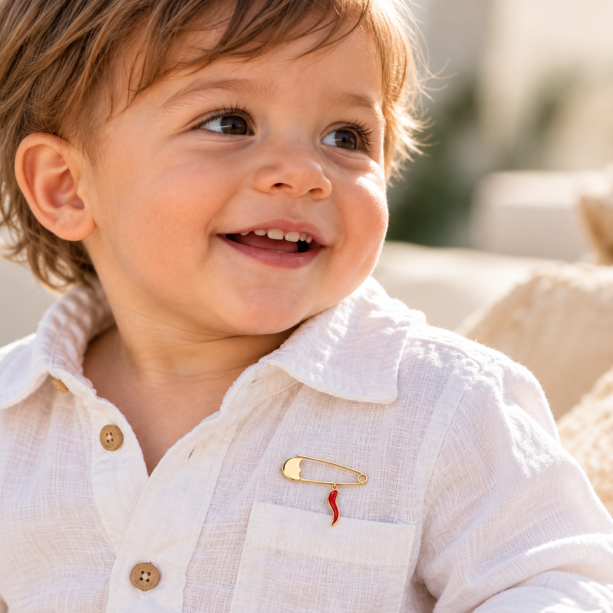 Gabriella Solid Gold and Enamel Horn Charm Baby Pin