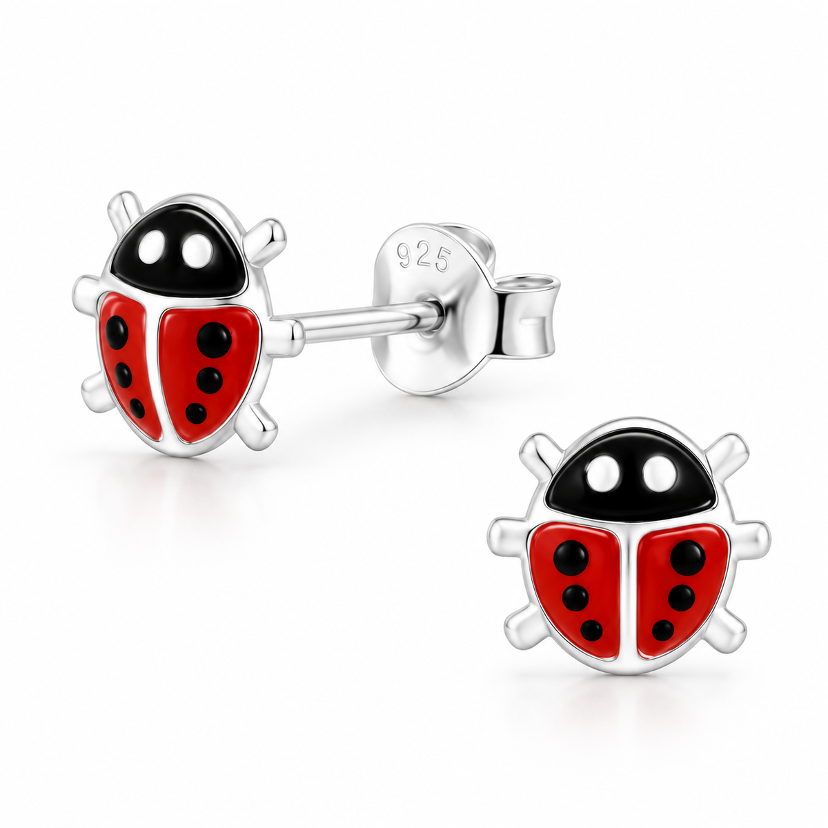 Lyla Sterling Silver and Enamel Lady Beetle Studs