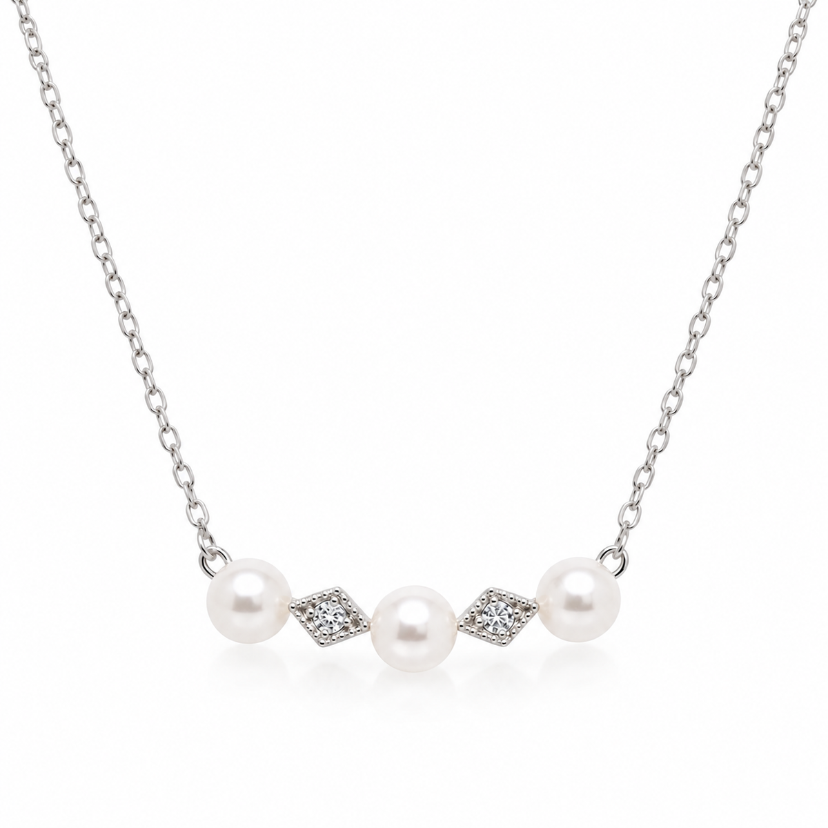 Robyn Sterling Silver Pearl Bar Necklace