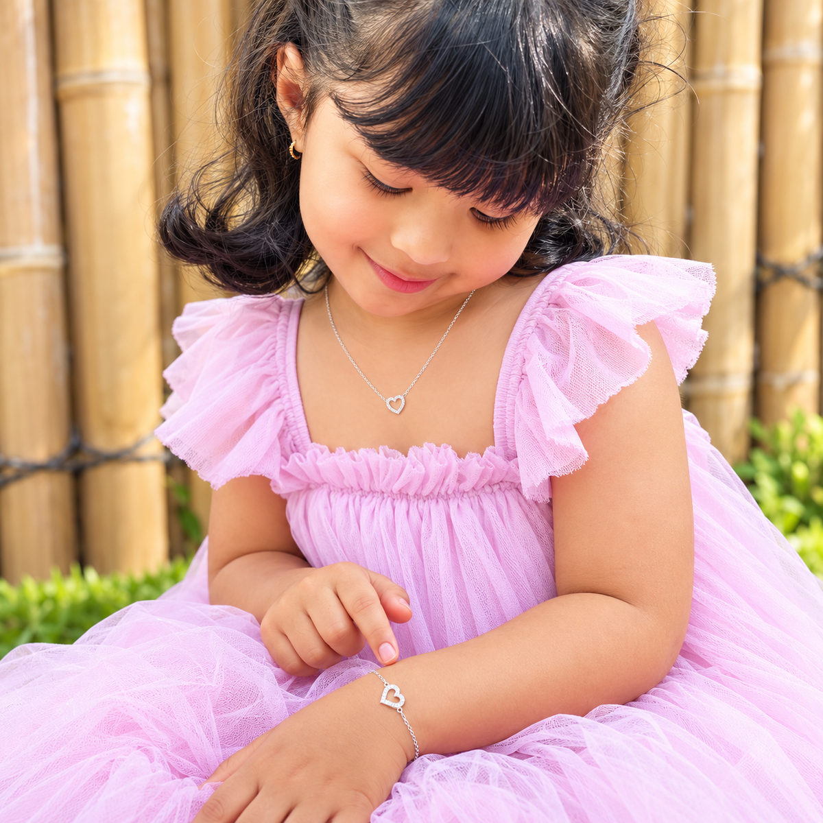 Larissa Children's Sterling Silver Bracelet with Dazzling Heart