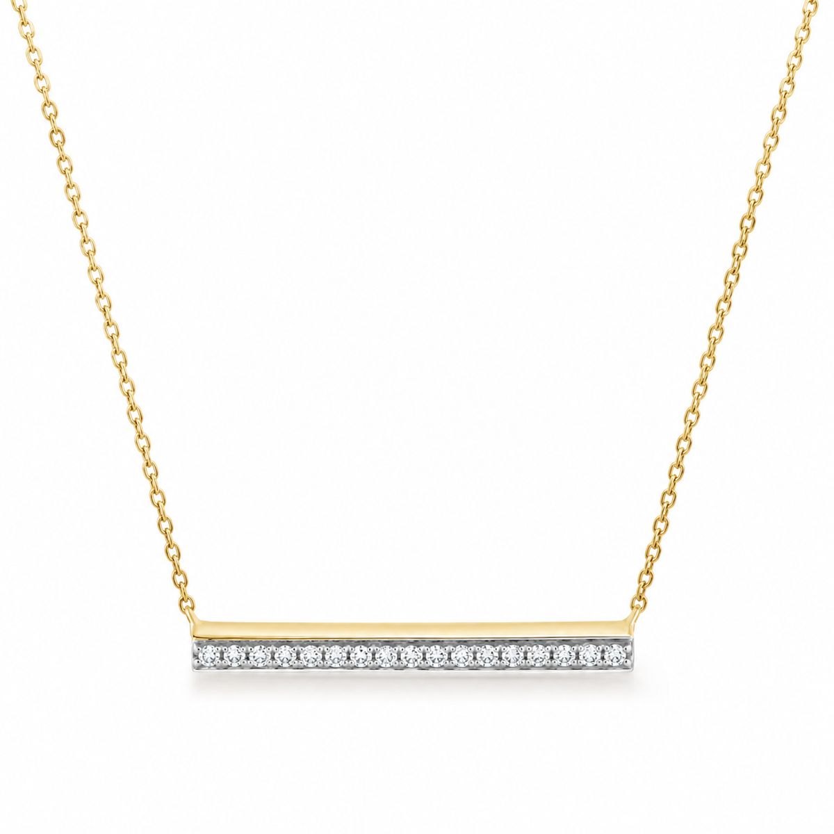 Mikayla Solid Gold and Diamond Bar Necklace