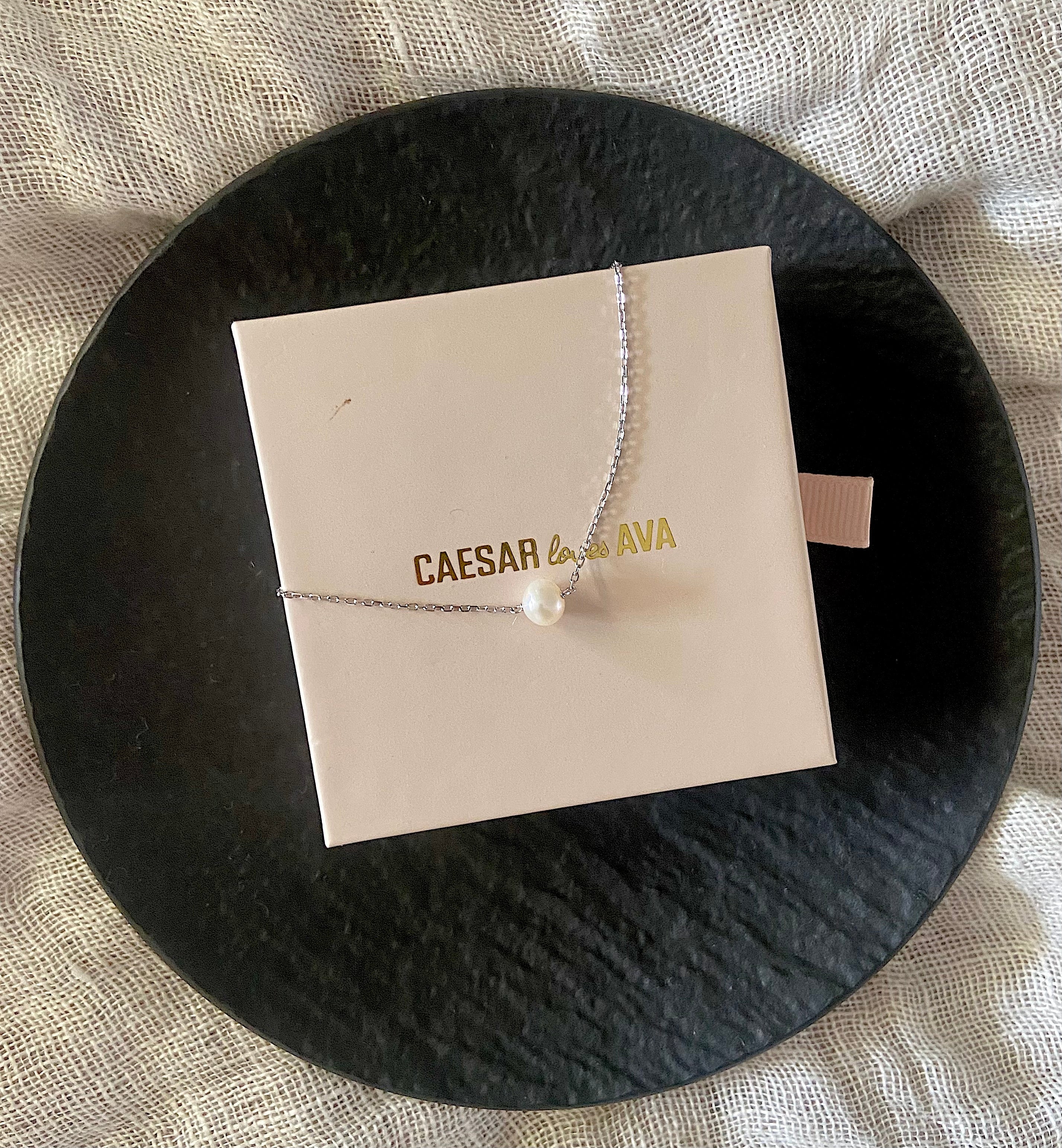 Della Single Freshwater Pearl and Sterling Silver Necklace - Caesar Loves Ava
