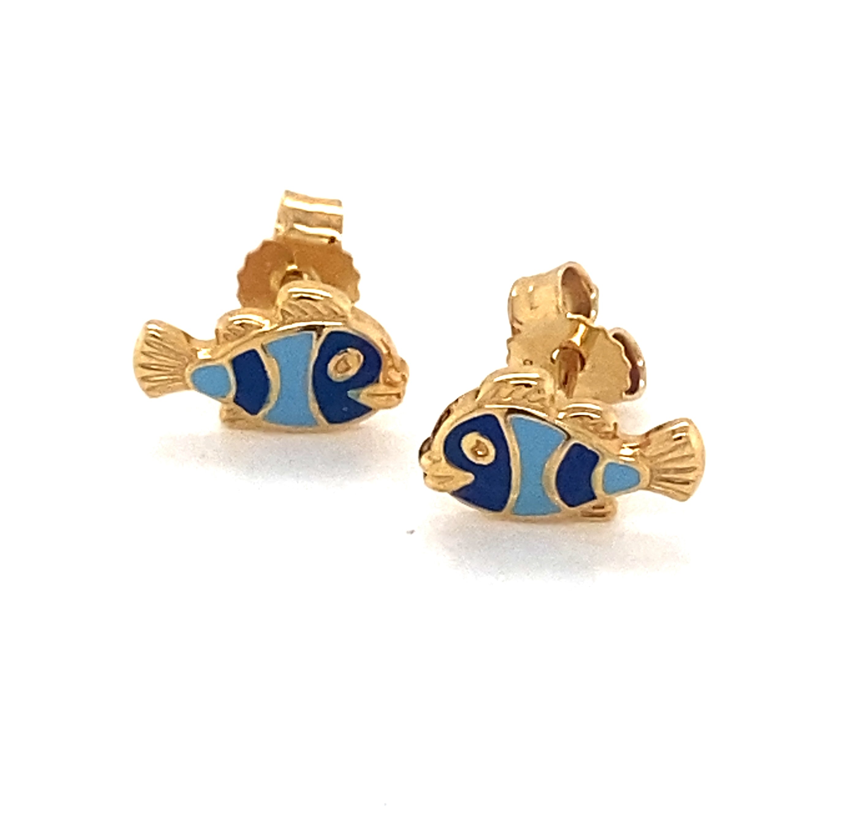 Marina Solid Gold and Enamel Fish Stud Earrings - Caesar Loves Ava