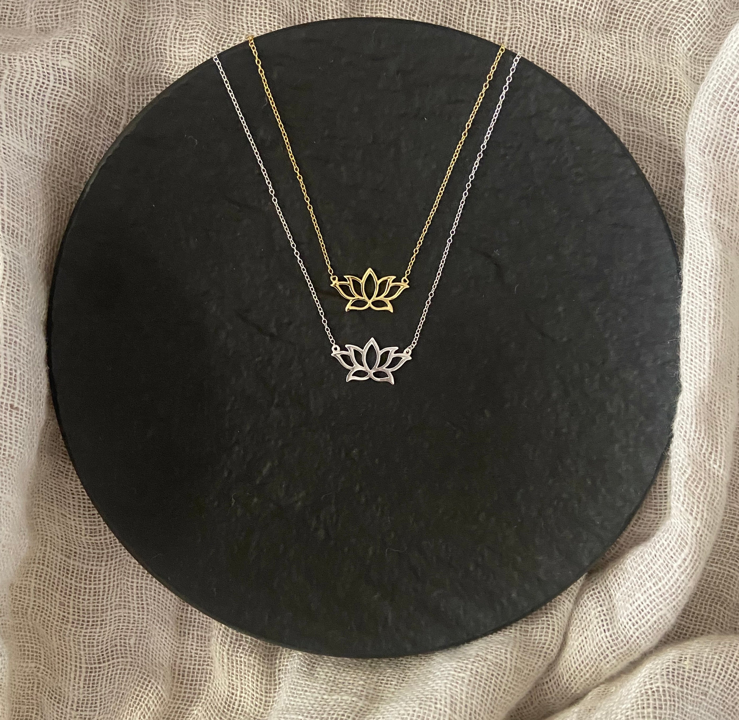 Lucia Sterling Silver and Gold Plated Silver Lotus Necklace - Caesar Loves Ava
