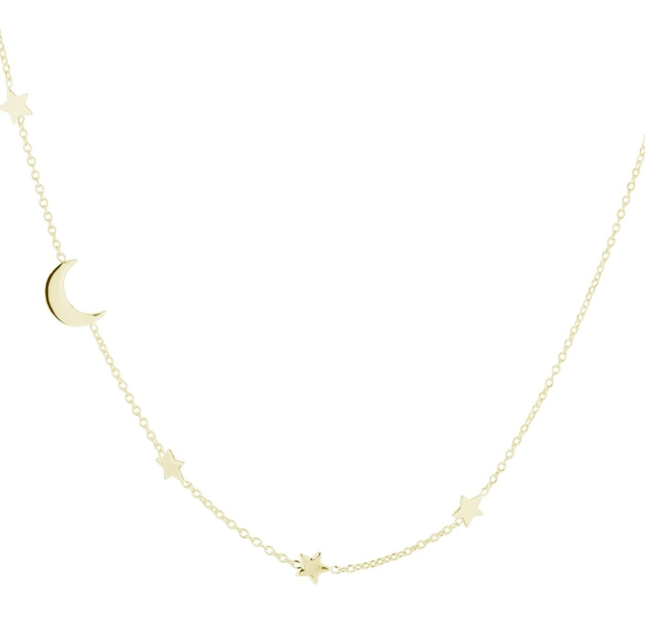 Layla Sterling Silver and Gold Plated Silver Star and Moon Necklace - Caesar Loves Ava