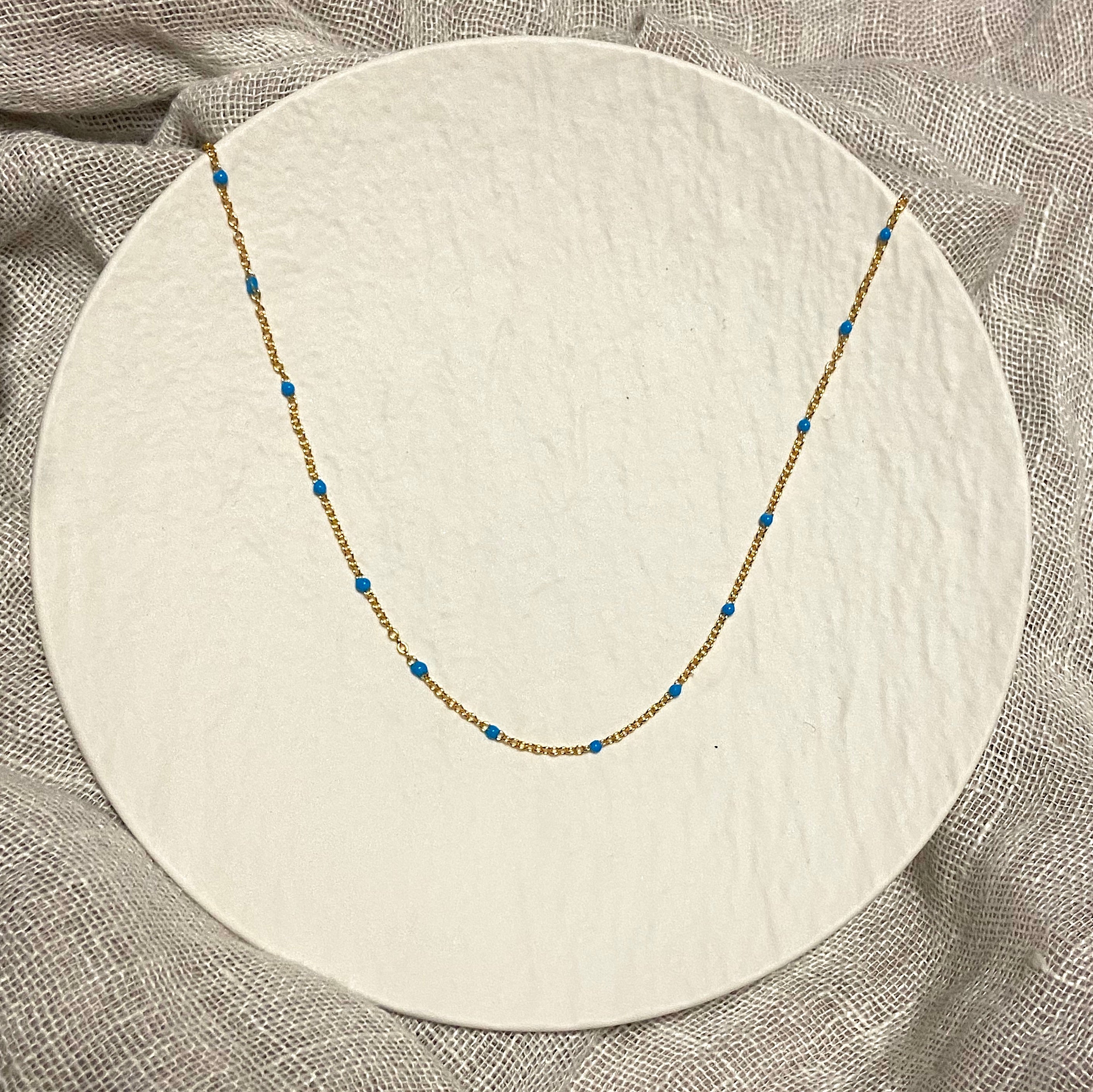 Eveleigh Gold Plated Silver and Turquoise Beaded Necklace - Caesar Loves Ava