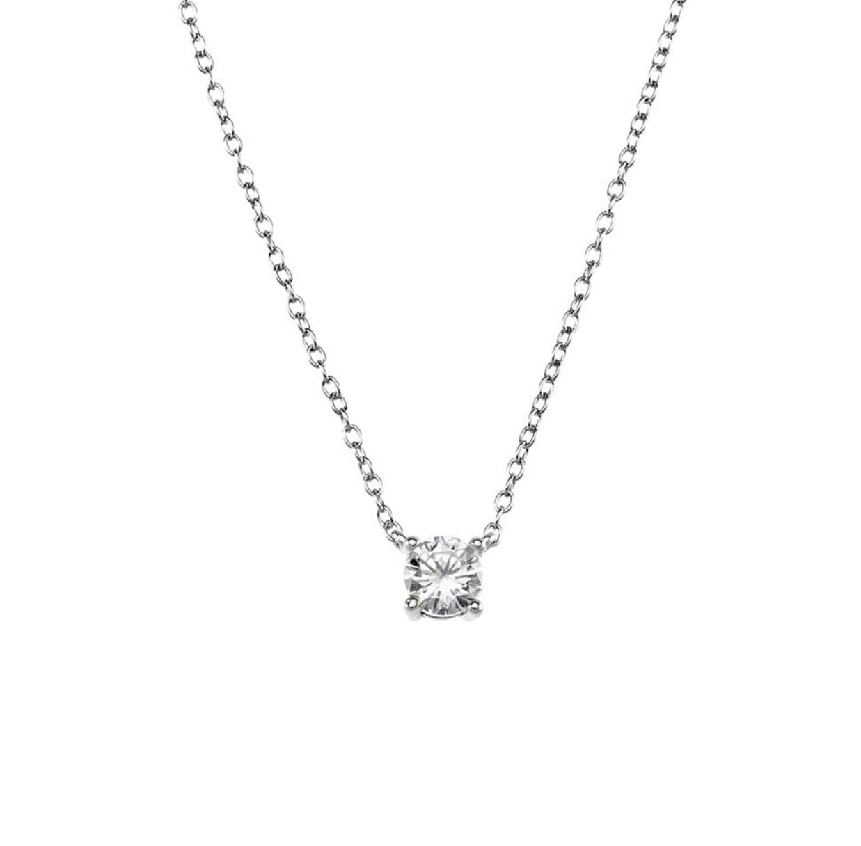 Xena Sterling Silver and Solitaire Pendant Sparkling Necklace - Caesar Loves Ava