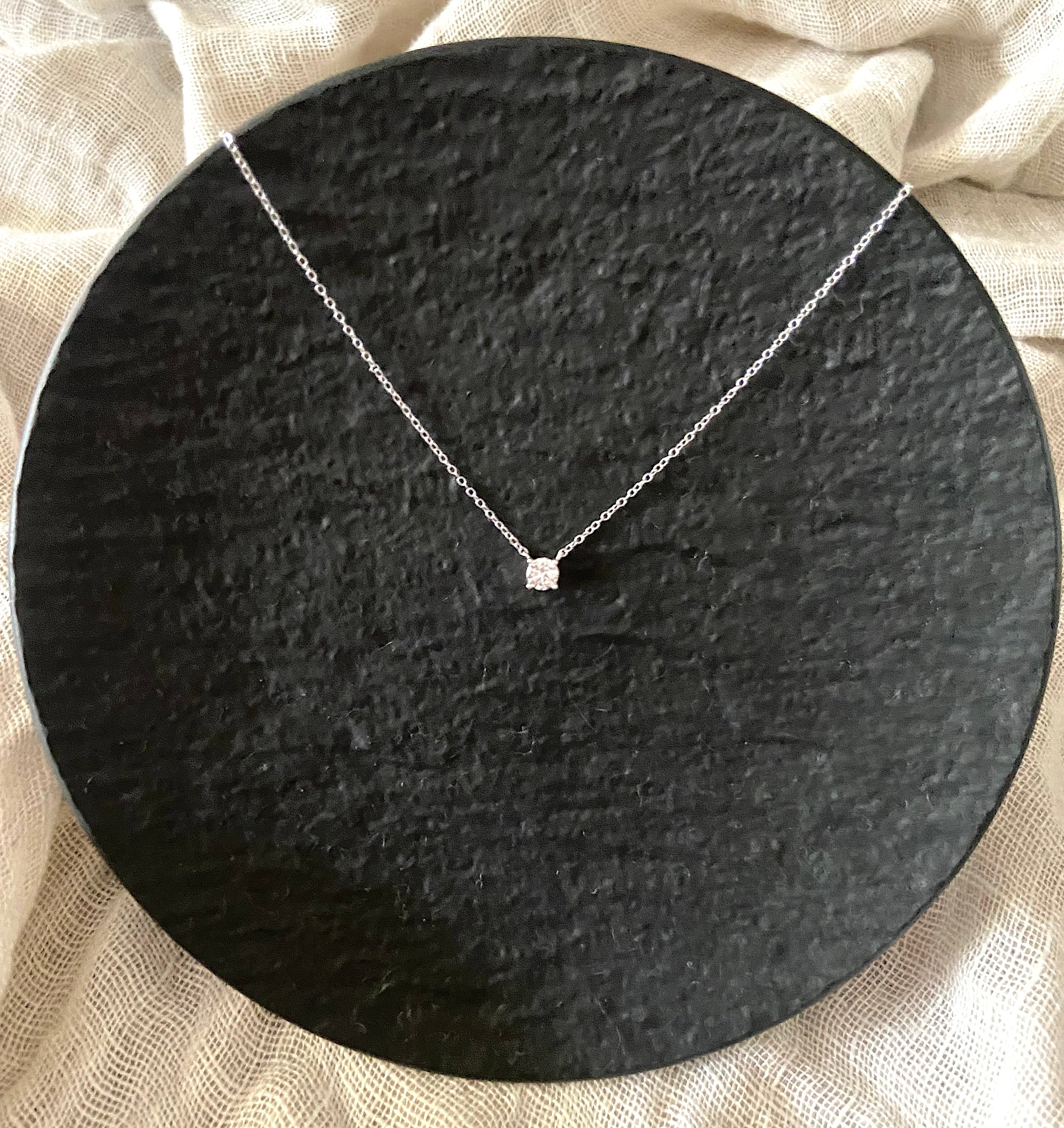 Xena Sterling Silver and Solitaire Pendant Sparkling Necklace - Caesar Loves Ava