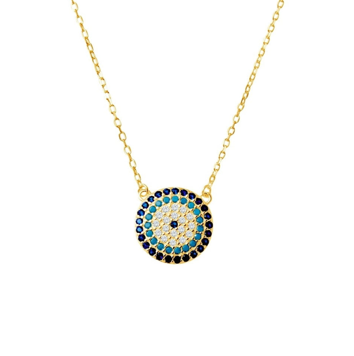 Eve Sterling Silver and Gold Plated Silver Brilliant Evil Eye Necklace - Caesar Loves Ava