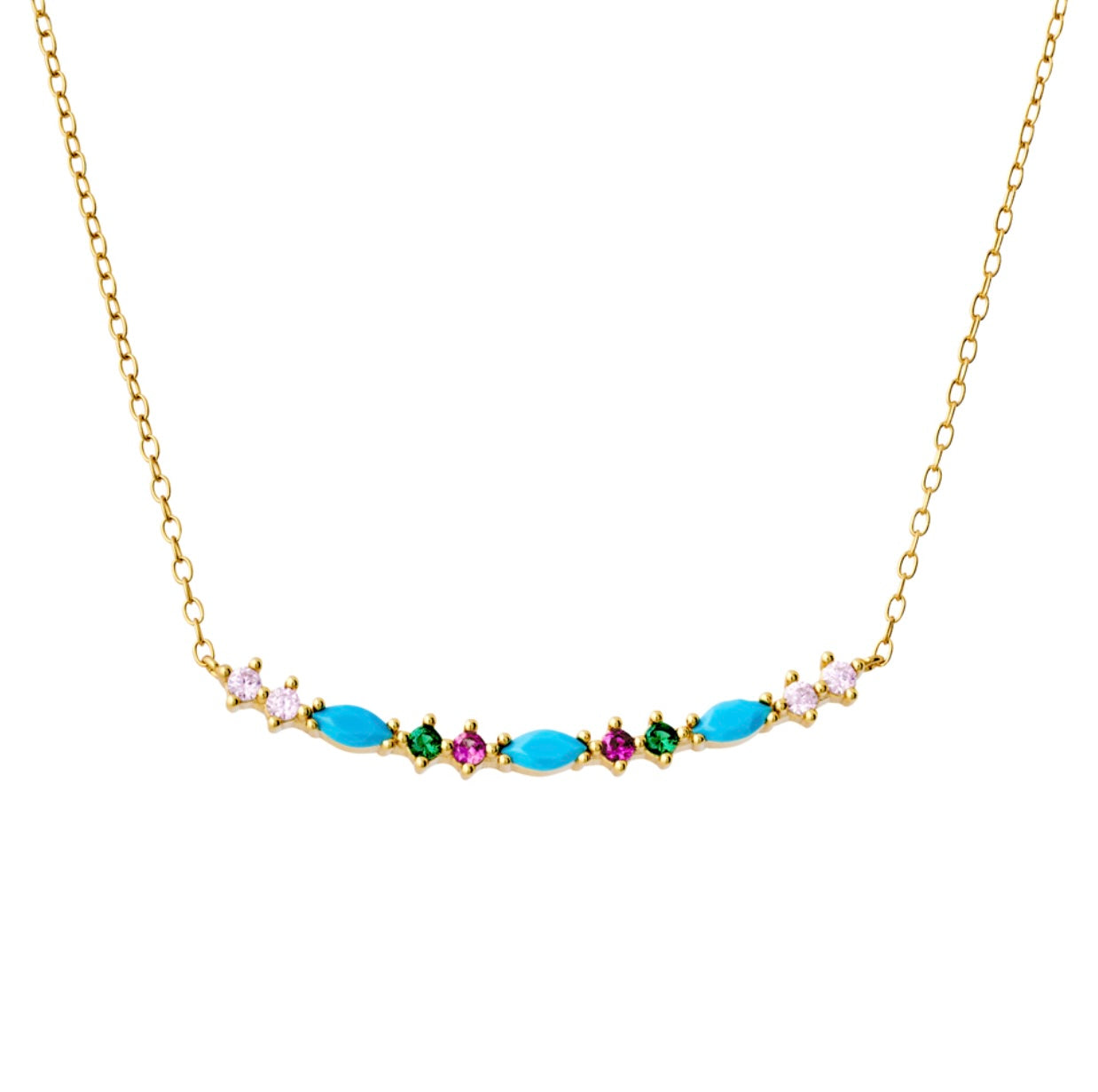 Isolde Gold Plated Silver Multi-Coloured Bar Necklace - Caesar Loves Ava