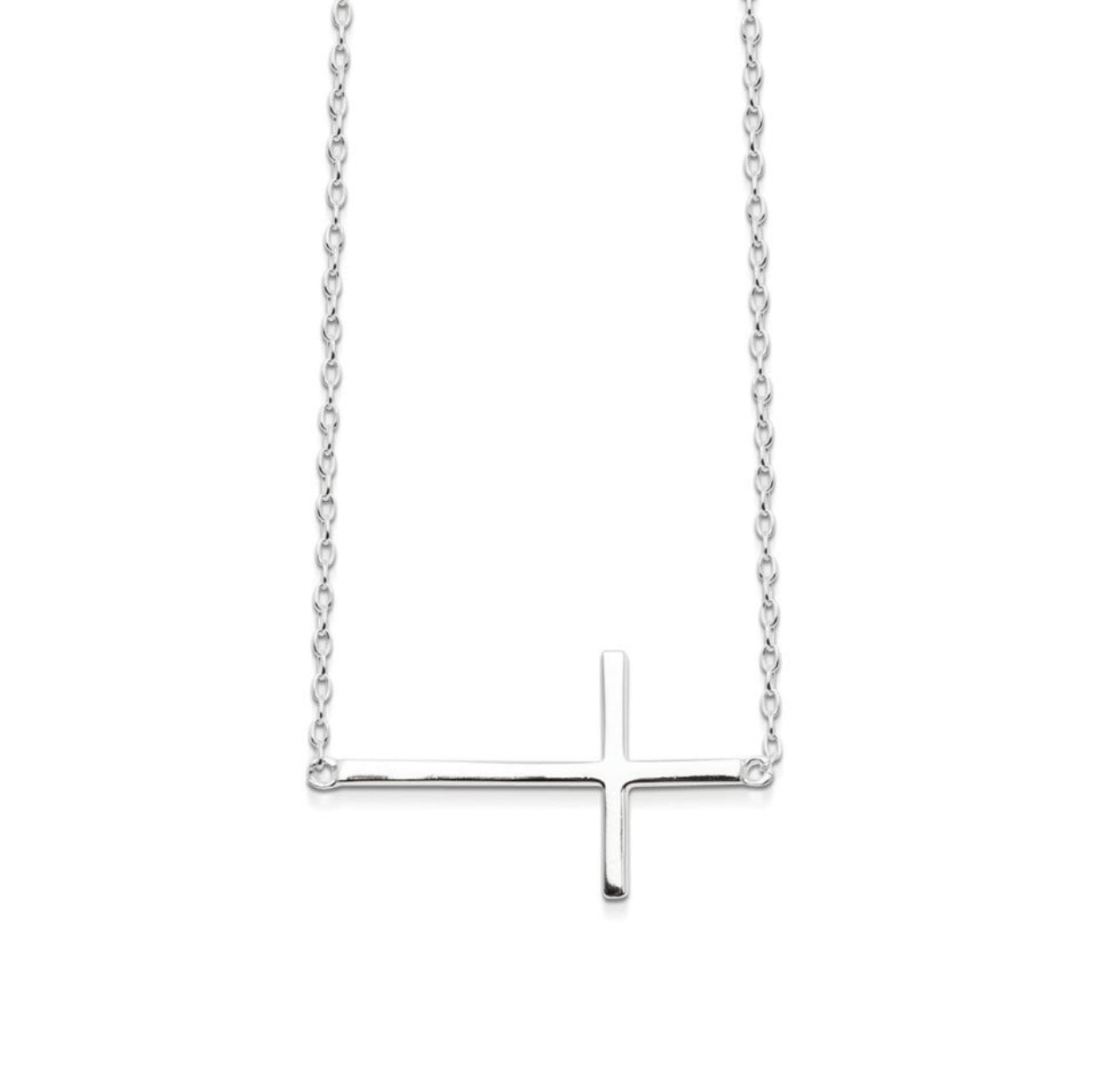 Amelie Silver Sideways Cross Necklace - Caesar Loves Ava