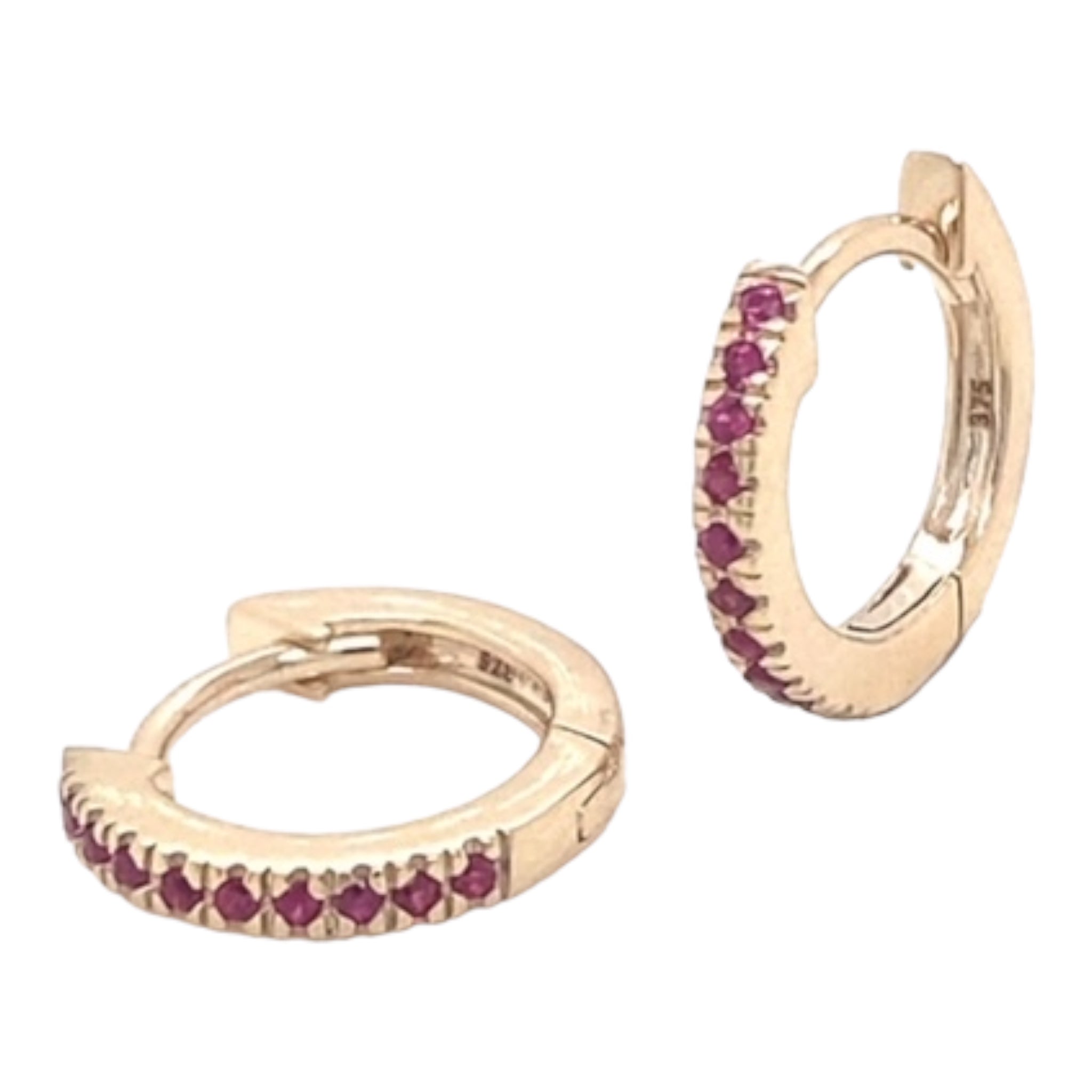 Ollie Solid Gold Huggies with Genuine Gemstone - Caesar Loves Ava
