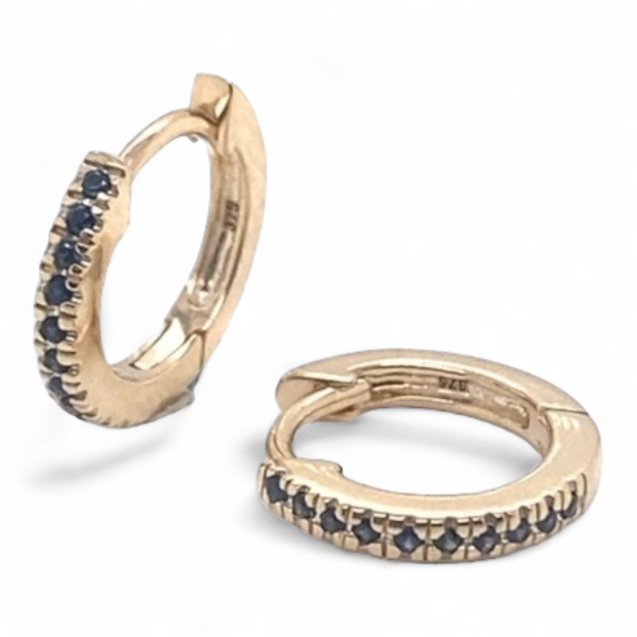 Ollie Solid Gold Huggies with Genuine Gemstone - Caesar Loves Ava