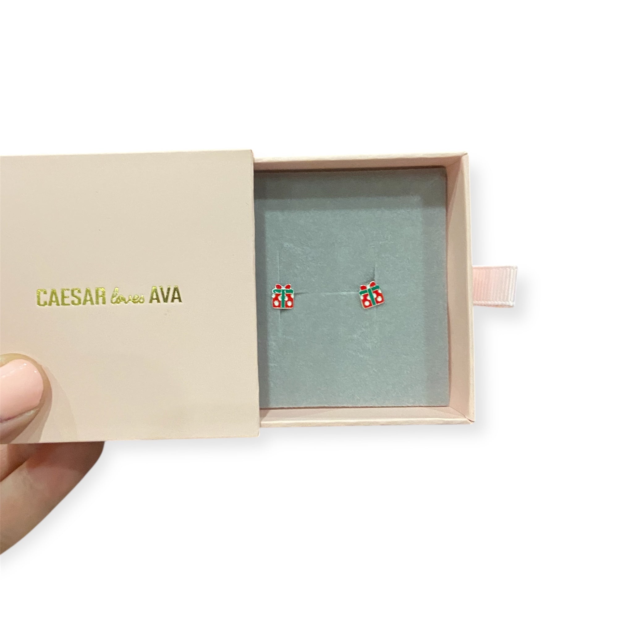 Sterling Silver and Enamel Christmas Gift Studs