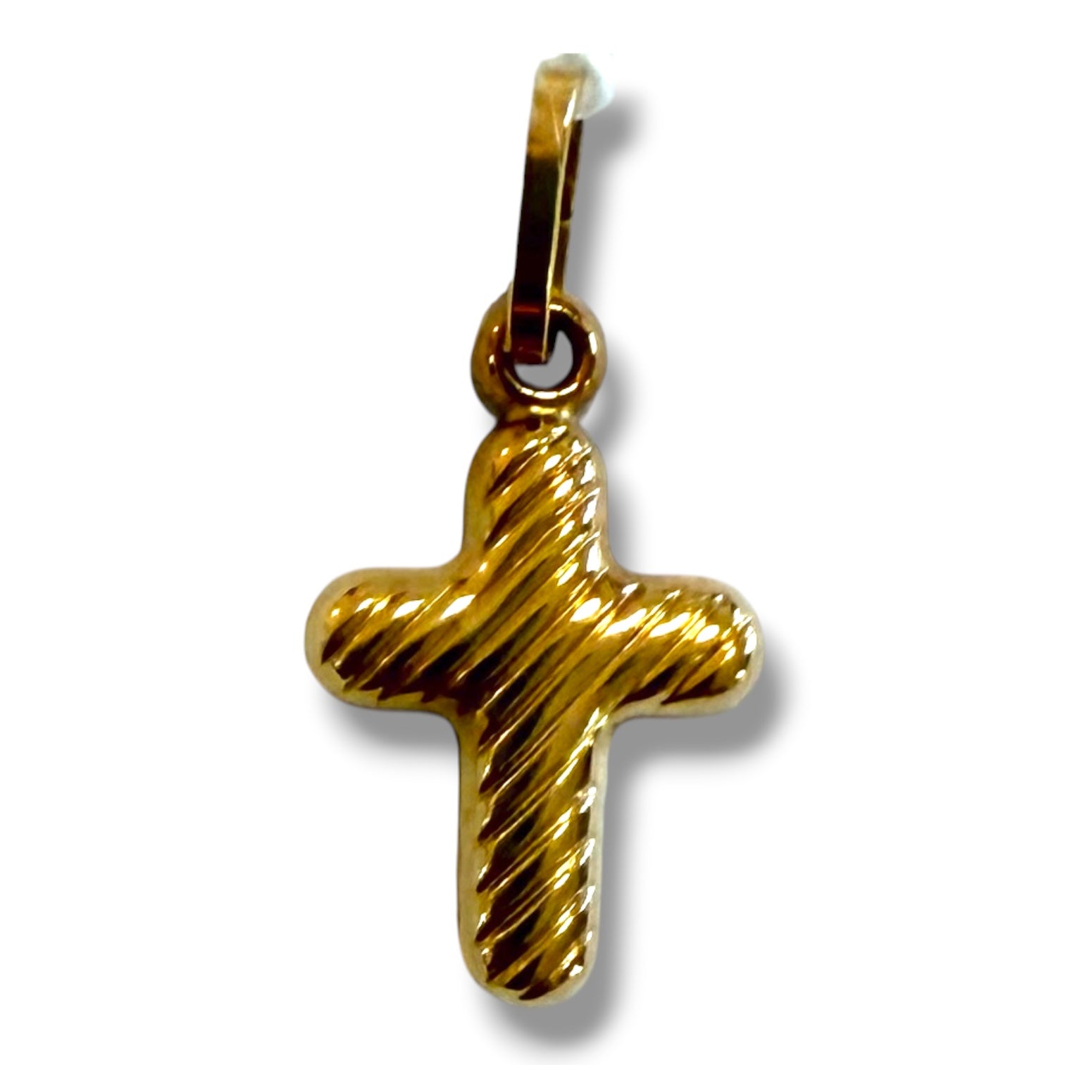 Balthazar Solid Gold Puff Cross Pendant - Caesar Loves Ava