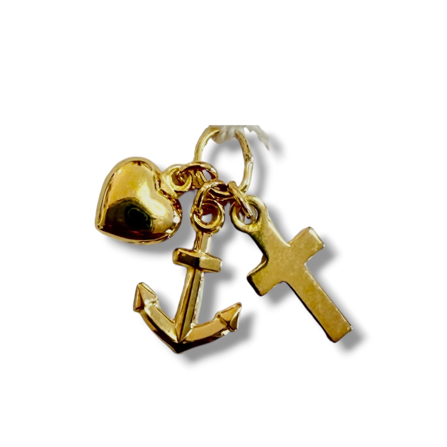 Anahita Yellow Gold Hope, Faith and Charity Charm Pendant - Caesar Loves Ava